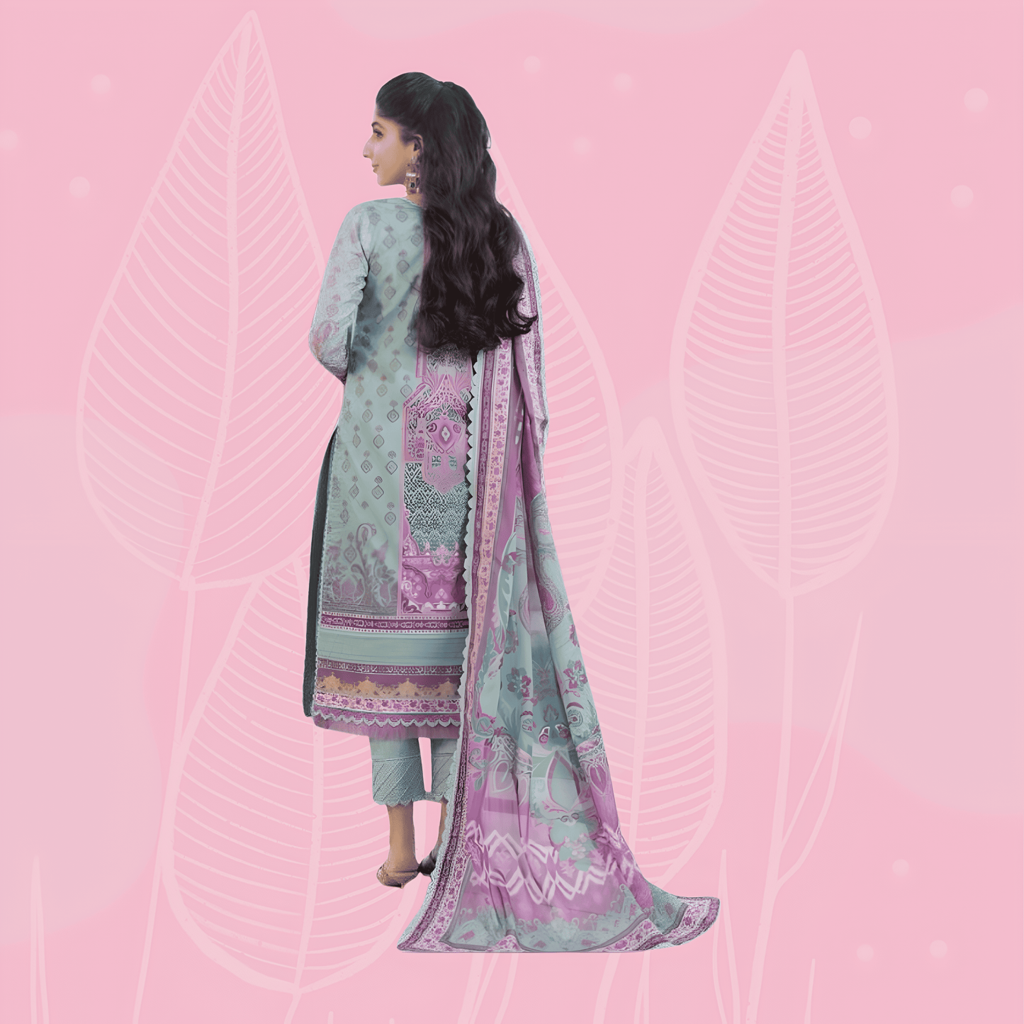 Pure Lawn Daily Wear Suit With Beautiful Design, Cotton Malmal Heavy Dupatta 1006