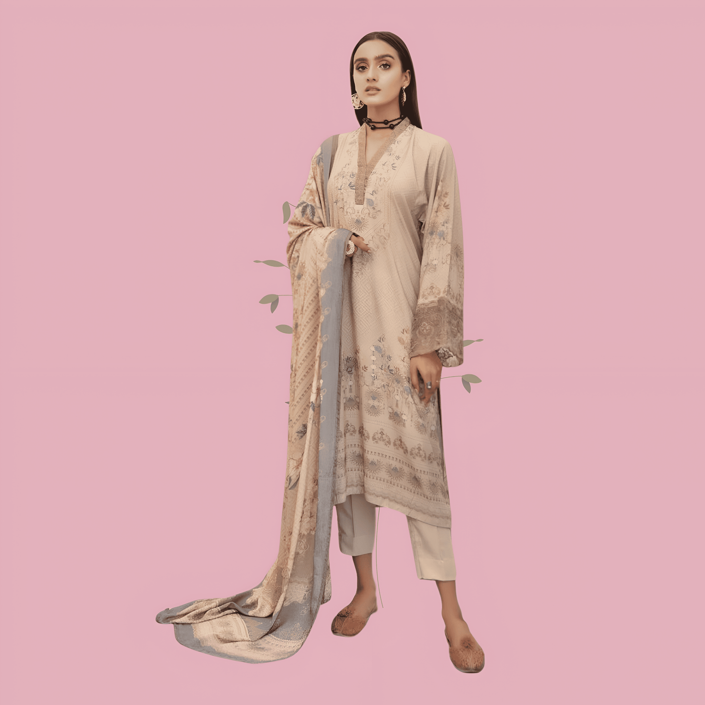 Afsanah Luxury Heavy Cotton Pure Lawn Suit With Cotton Malmal Heavy Dupatta 1035