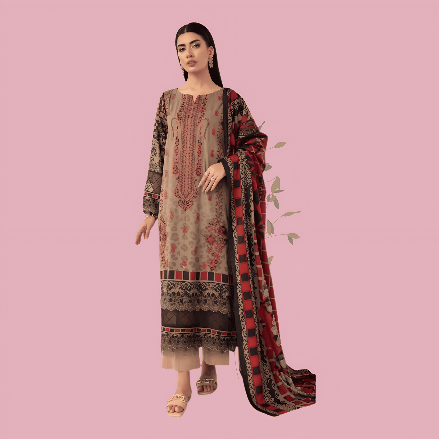Afsanah Luxury Heavy Cotton Pure Lawn Suit With Cotton Malmal Heavy Dupatta 1037
