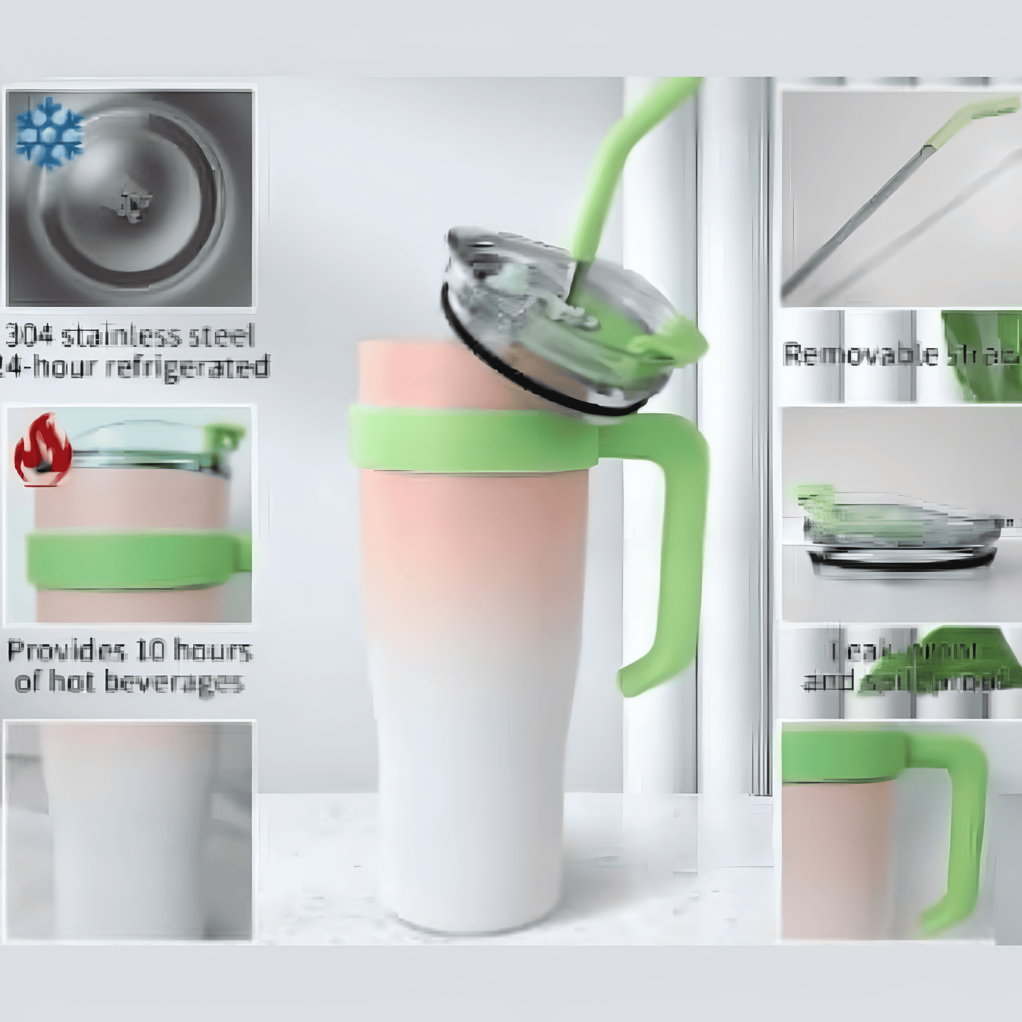 Car Travel Tumbler, Stainless Steel Vacuum Insulated Tumbler With Straw, Lightweight, Food Grade Leakproof