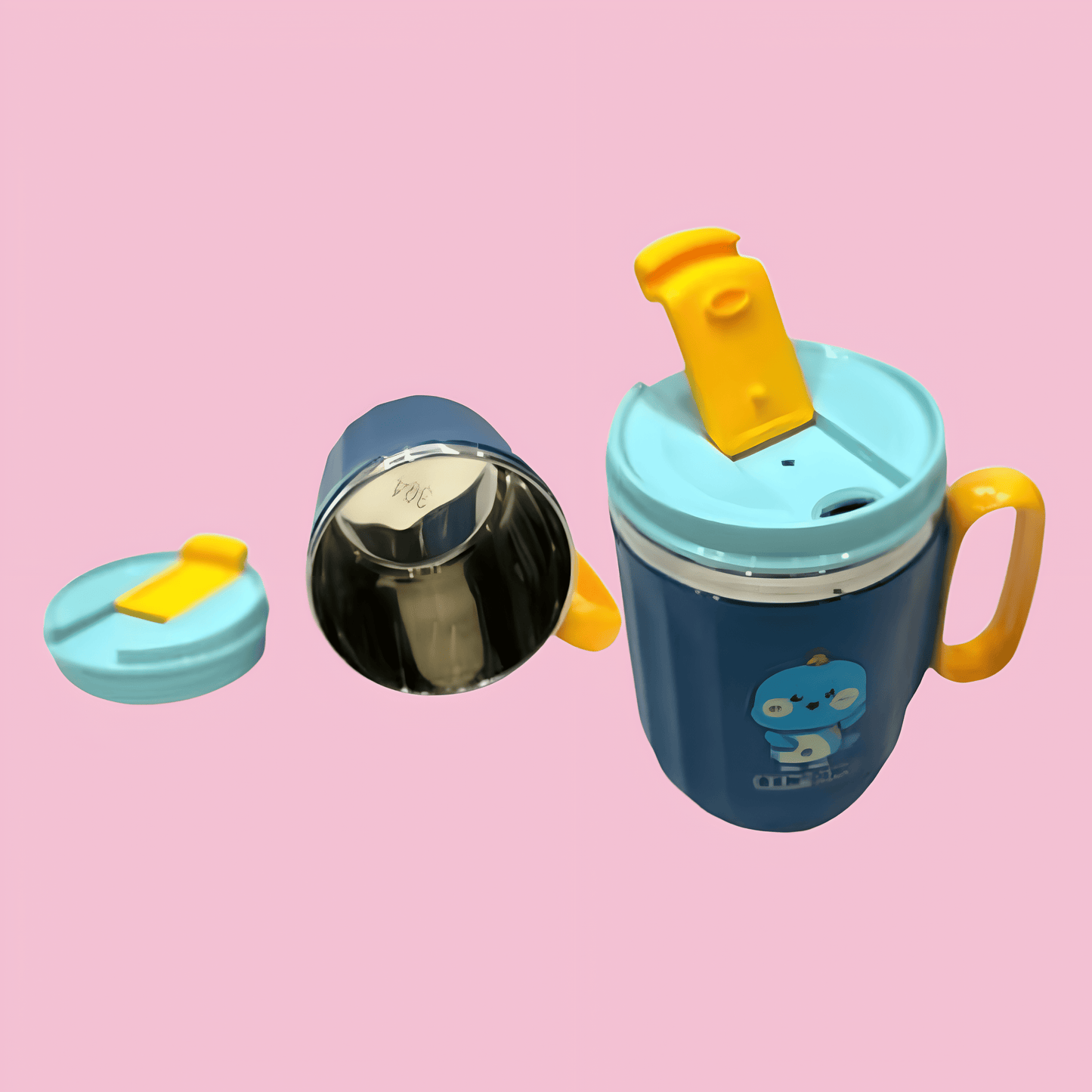 Cartoon Stainless Steel Mug, Durable, Stylish, Insulated Mug With LID, BPA Free, Comfortable Handle