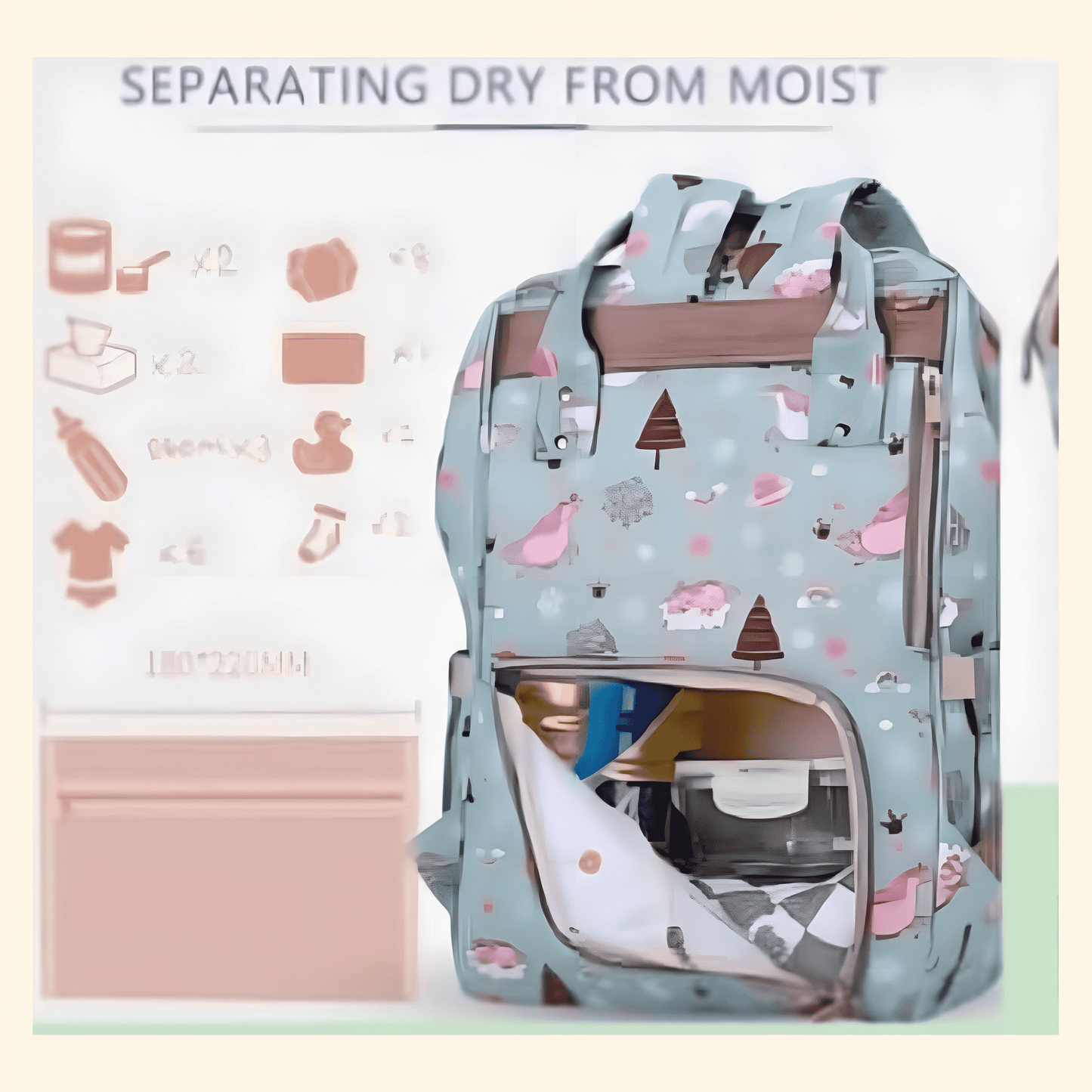Cute Multi Diaper Maternity Bag for Mom Dad ,Multiple Inner Pockets Mother Bag