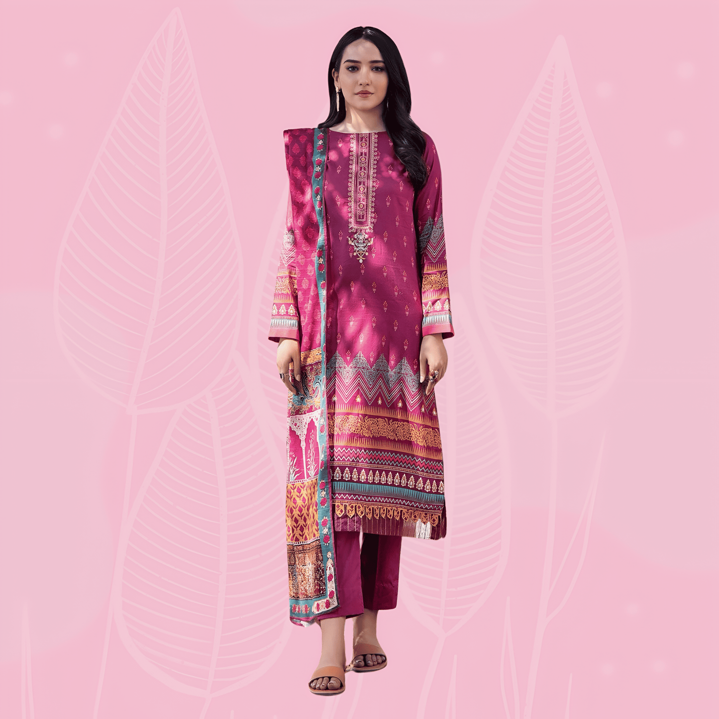 Pure Lawn Daily Wear Suit With Beautiful Design, Cotton Malmal Heavy Dupatta 1001