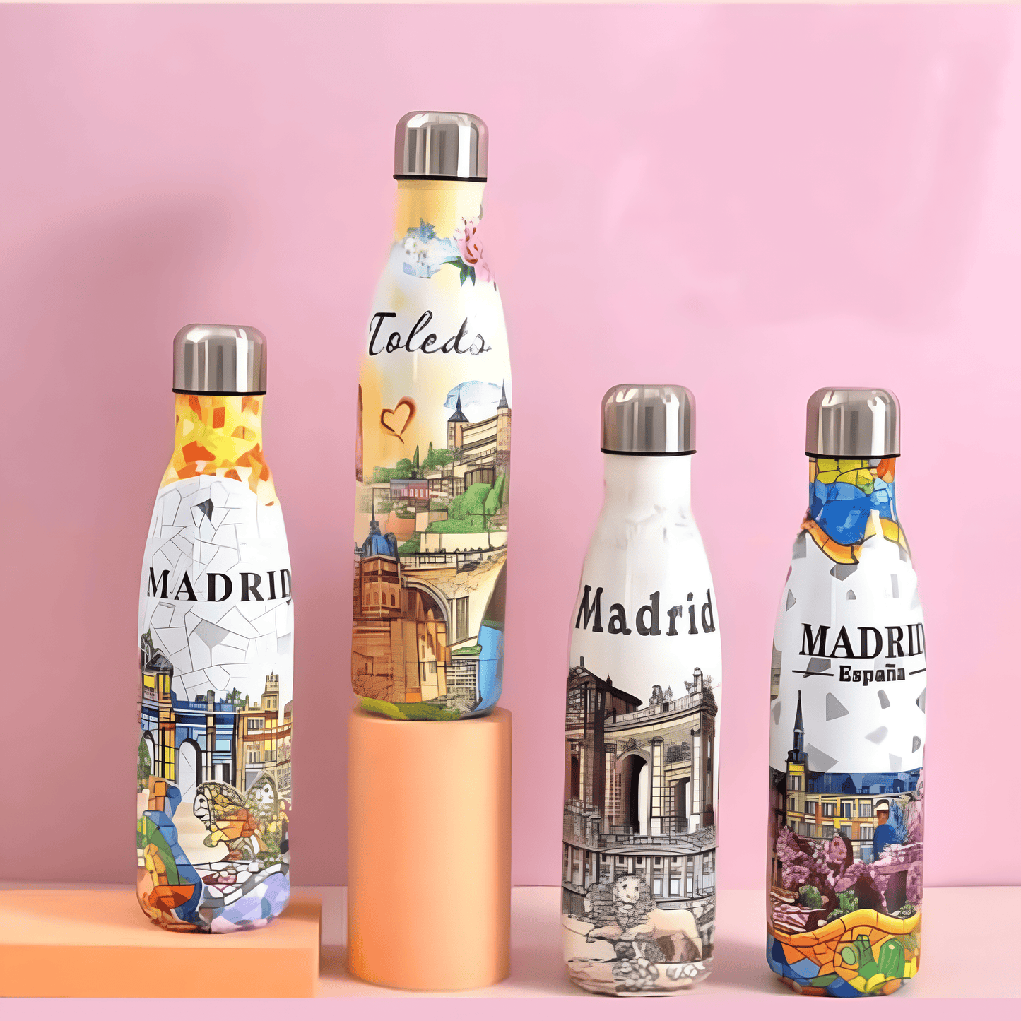 Spain Madrid and Toledo Heritage Stainless Steel Double Wall Vacuum Insulated Water Bottle