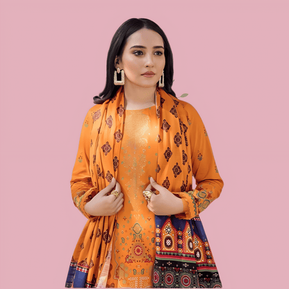 Pure Lawn Daily Wear Suit With Beautiful Design, Cotton Malmal Heavy Dupatta 1002
