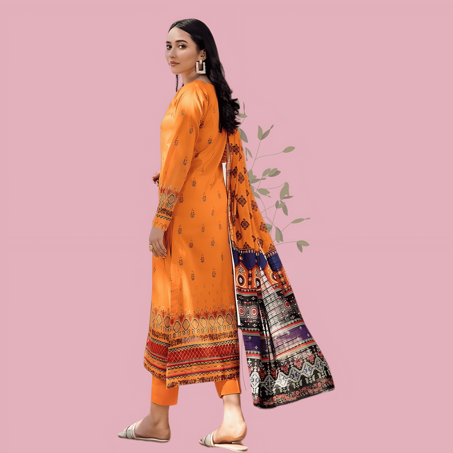 Pure Lawn Daily Wear Suit With Beautiful Design, Cotton Malmal Heavy Dupatta 1002