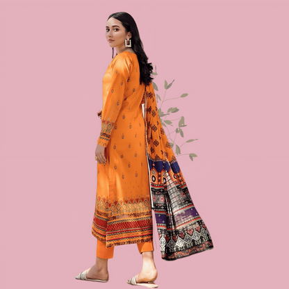 Pure Lawn Daily Wear Suit With Beautiful Design, Cotton Malmal Heavy Dupatta 1002