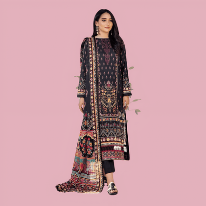 Pure Lawn Daily Wear Suit With Beautiful Design, Cotton Malmal Heavy Dupatta 1005