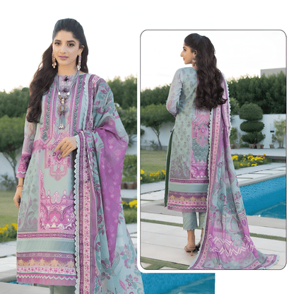 Pure Lawn Daily Wear Suit With Beautiful Design, Cotton Malmal Heavy Dupatta 1006