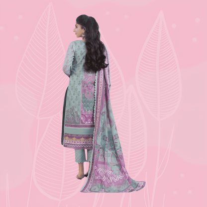 Pure Lawn Daily Wear Suit With Beautiful Design, Cotton Malmal Heavy Dupatta 1006