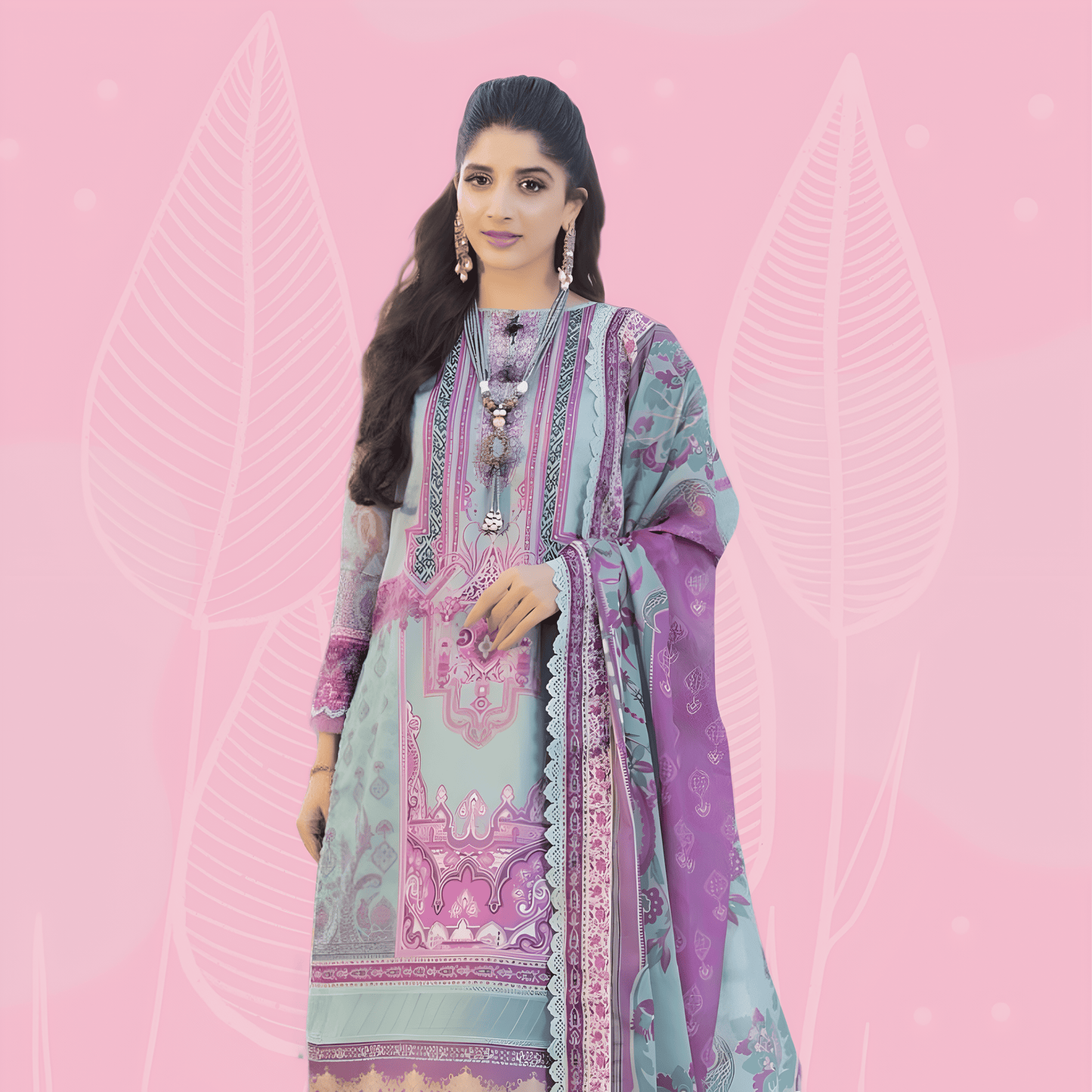 Pure Lawn Daily Wear Suit With Beautiful Design, Cotton Malmal Heavy Dupatta 1006