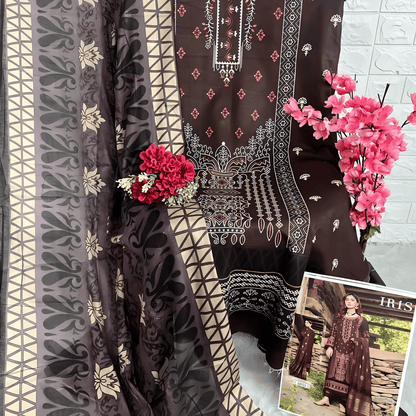 Afsanah Luxury Heavy Cotton Pure Lawn Suit With Cotton Malmal Heavy Dupatta 1033