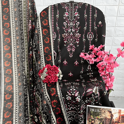 Afsanah Luxury Heavy Cotton Pure Lawn Suit With Cotton Malmal Heavy Dupatta 1034