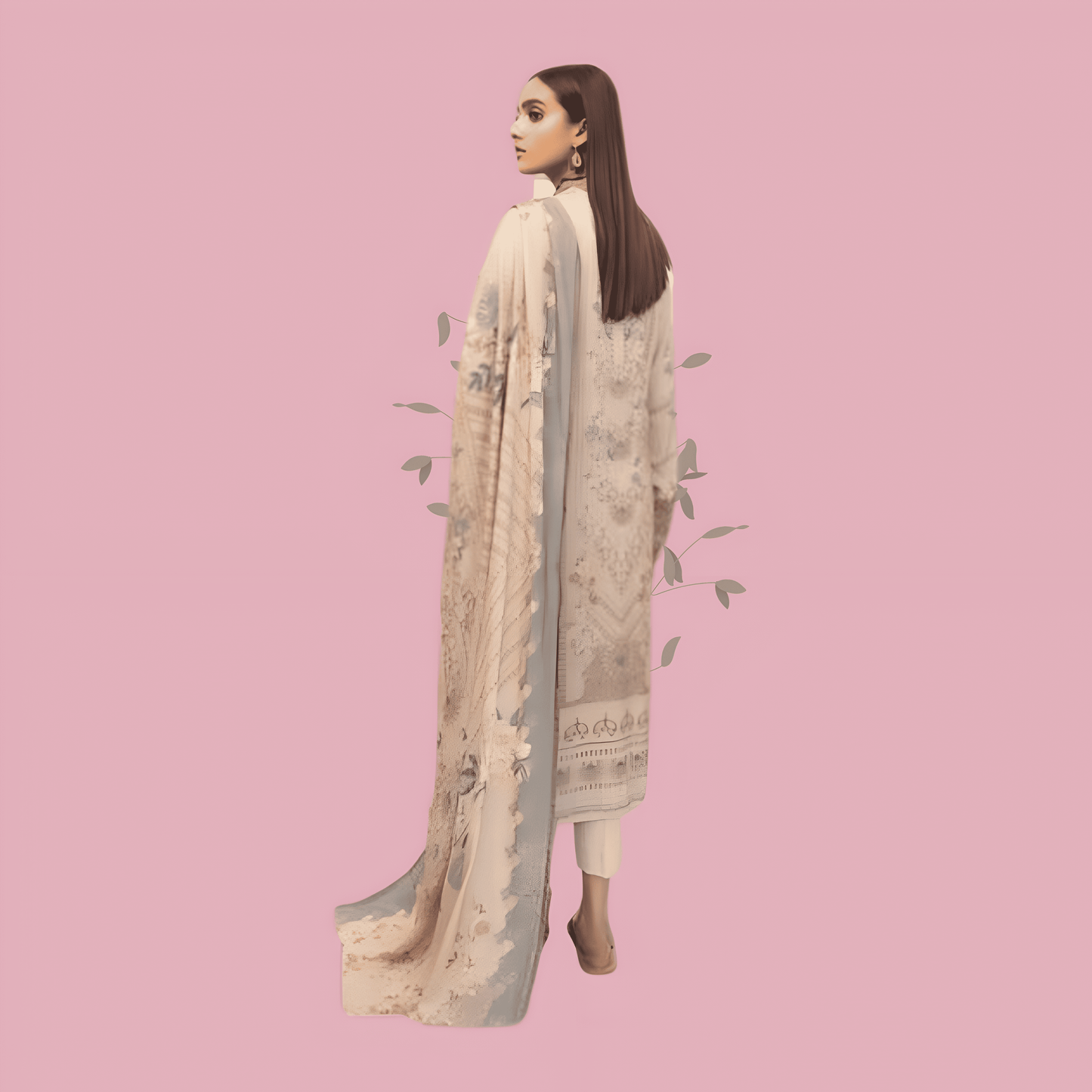 Afsanah Luxury Heavy Cotton Pure Lawn Suit With Cotton Malmal Heavy Dupatta 1035