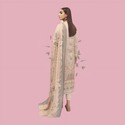 Afsanah Luxury Heavy Cotton Pure Lawn Suit With Cotton Malmal Heavy Dupatta 1035