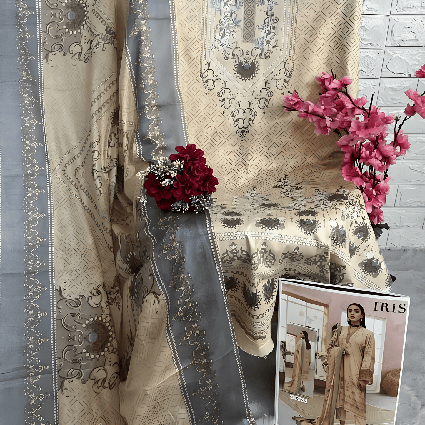 Afsanah Luxury Heavy Cotton Pure Lawn Suit With Cotton Malmal Heavy Dupatta 1035