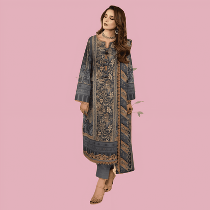 Afsanah Luxury Heavy Cotton Pure Lawn Suit With Cotton Malmal Heavy Dupatta 1039