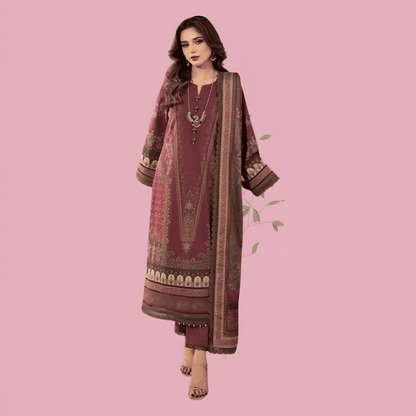 Afsanah Luxury Heavy Cotton Pure Lawn Suit With Cotton Malmal Heavy Dupatta 1040