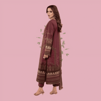 Afsanah Luxury Heavy Cotton Pure Lawn Suit With Cotton Malmal Heavy Dupatta 1040