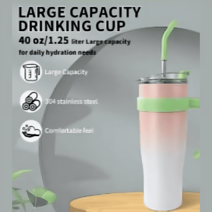Car Travel Tumbler, Stainless Steel Vacuum Insulated Tumbler With Straw, Lightweight, Food Grade Leakproof