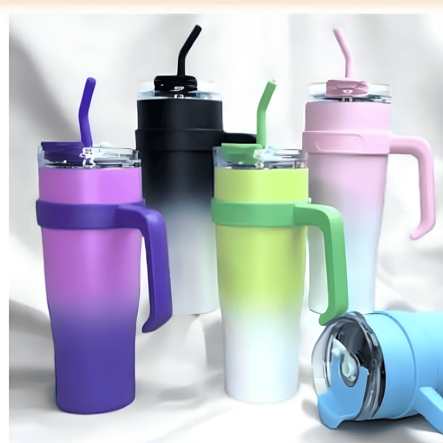 Car Travel Tumbler, Stainless Steel Vacuum Insulated Tumbler With Straw, Lightweight, Food Grade Leakproof