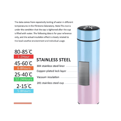 Insulated Stainless Steel Water Bottle with LED Display wide Mouth Cap Water Bottles keep Hot & Cold