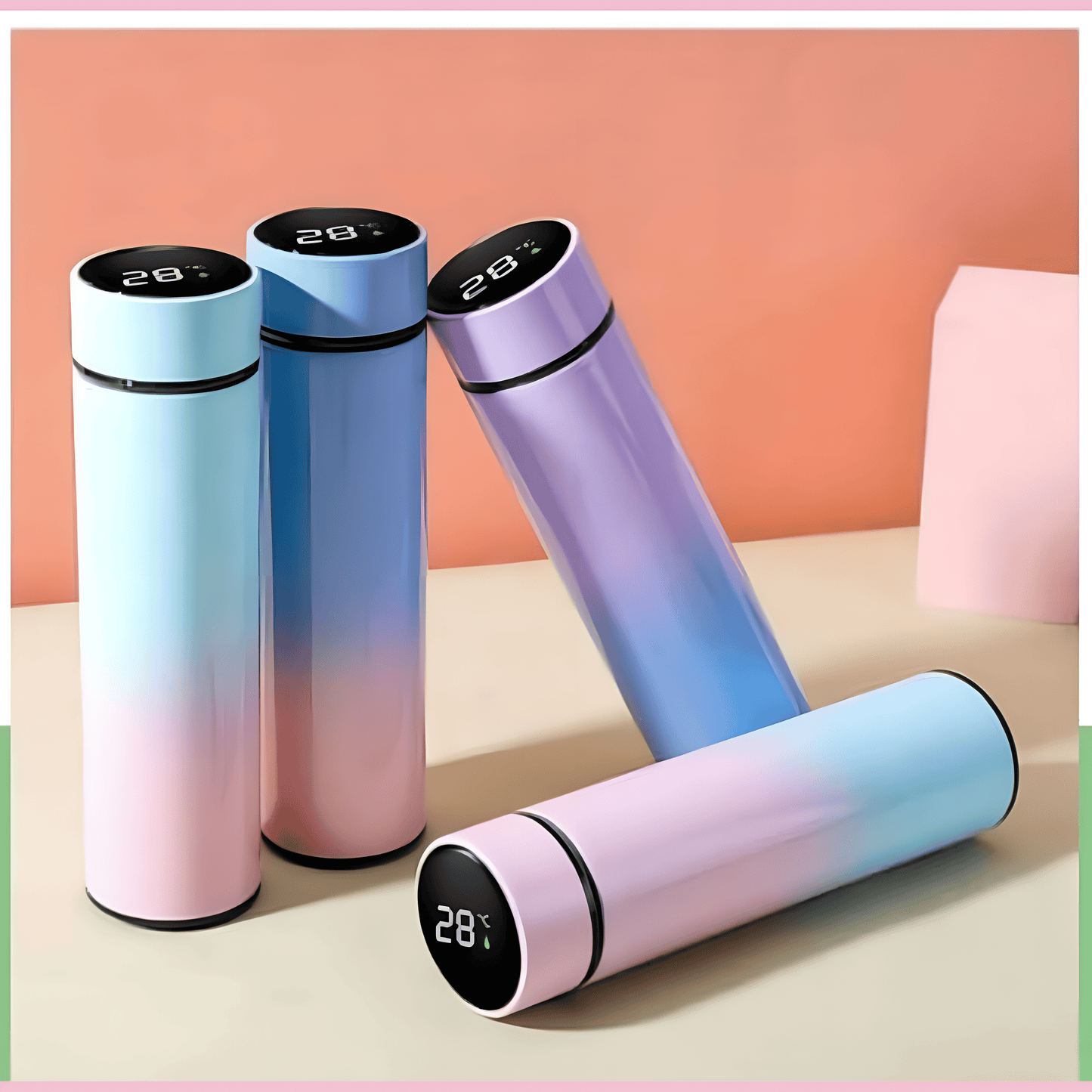 Insulated Stainless Steel Water Bottle with LED Display wide Mouth Cap Water Bottles keep Hot & Cold