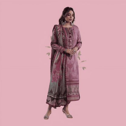 Pure Lawn Daily Wear Suit With Beautiful Design, Cotton Malmal Heavy Dupatta 1003