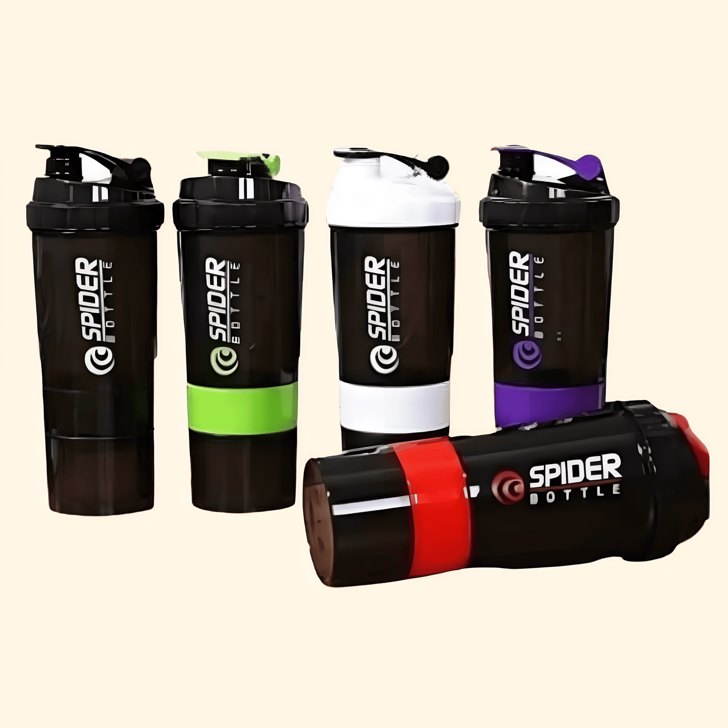 Spider Gym Shaker, BPA Free Food Grade Plastic Material, Leakproof, Extra Compartment To Hold Powder