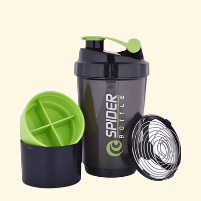 Spider Gym Shaker, BPA Free Food Grade Plastic Material, Leakproof, Extra Compartment To Hold Powder